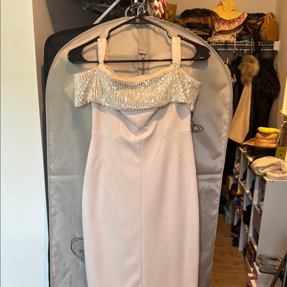 Aidan Mattox Off-Shoulder Sequin Dress